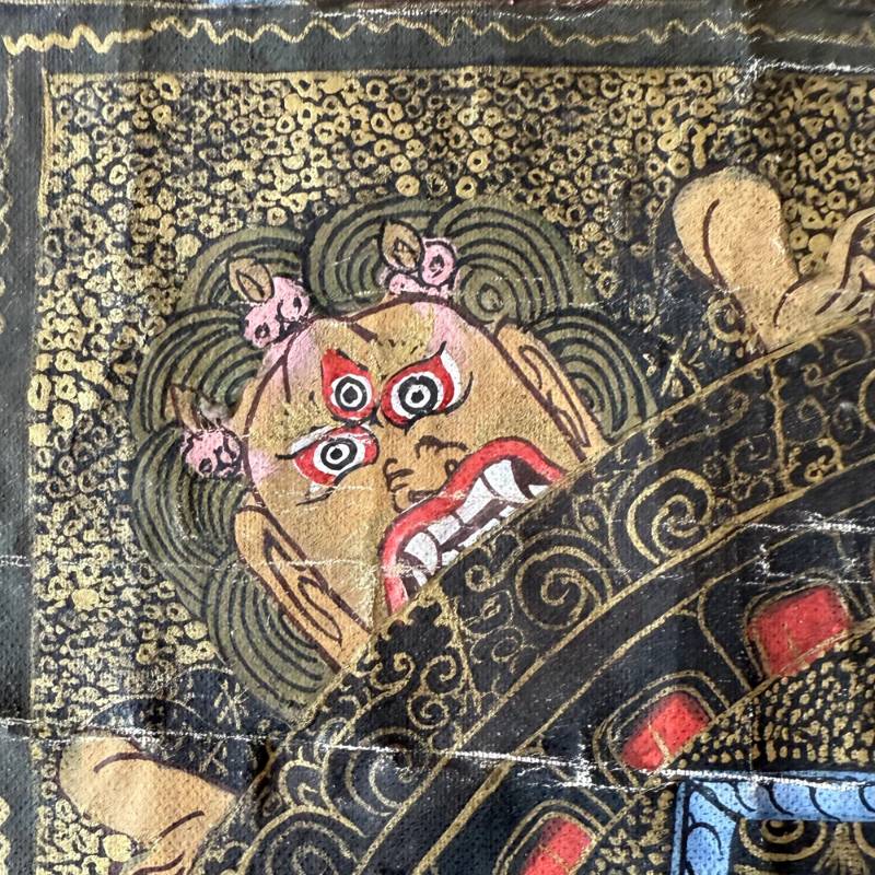 Mandala thangka op doek met fijn handgeschilderd lijnwerk uit Nepal