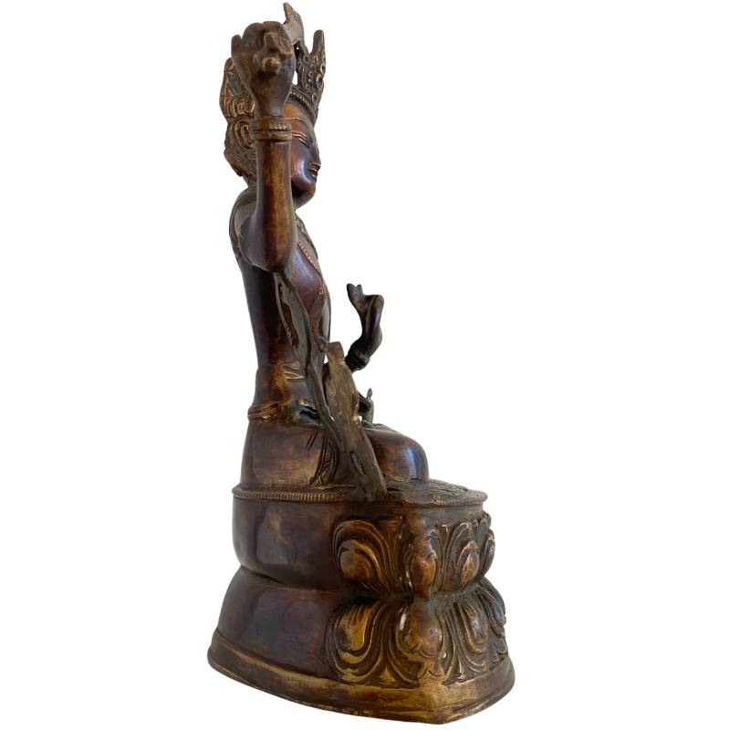 Bronzen Manjushri beeld met vlammend zwaard van wijsheid