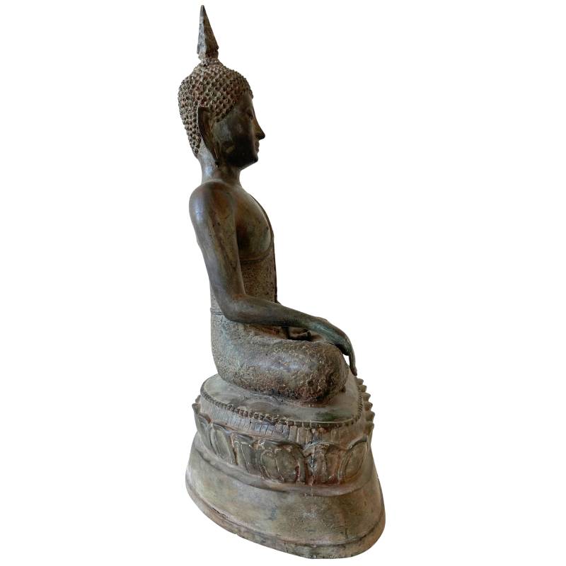 Mediterende boeddha uit Thailand in brons
