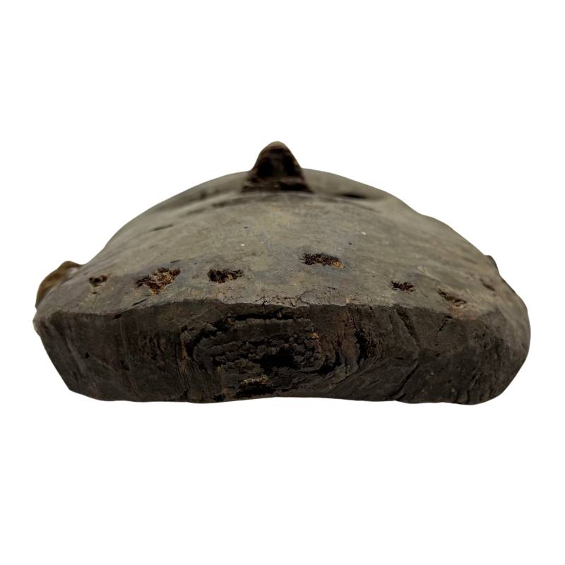 Nepalesische Holzmaske mit originaler Schnurbindung aus Holz und gewachsener Oberfläche  