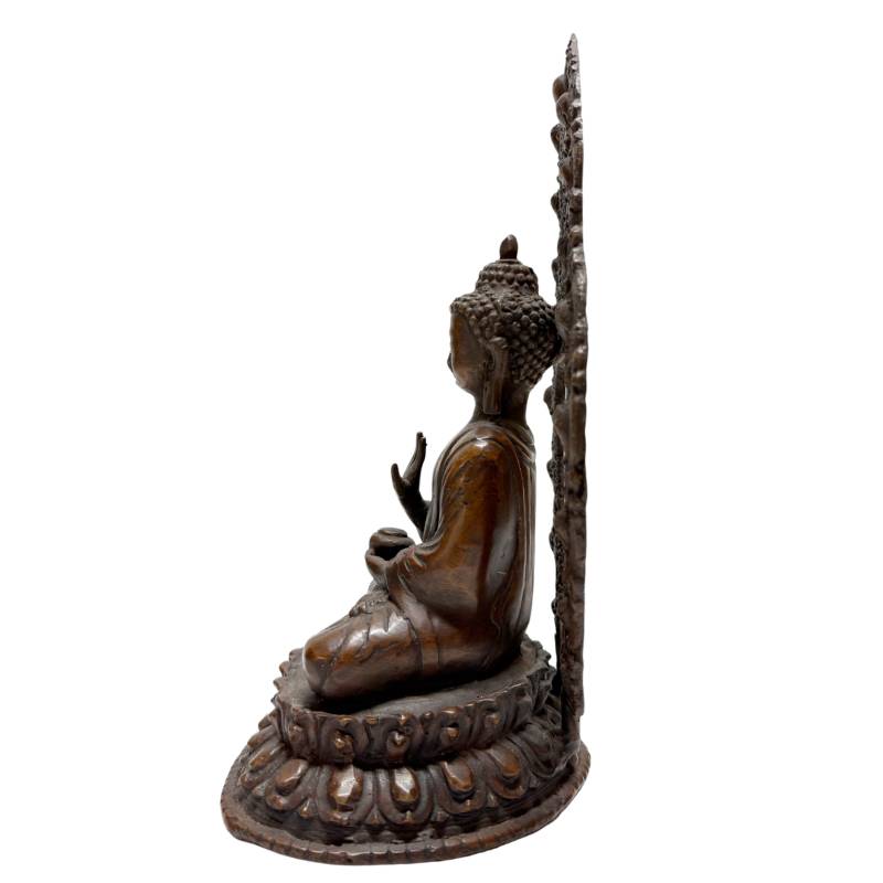 Oud bronzen Boeddha paar uit Nepal Himalaya met meditatie mudra en handgemaakte details