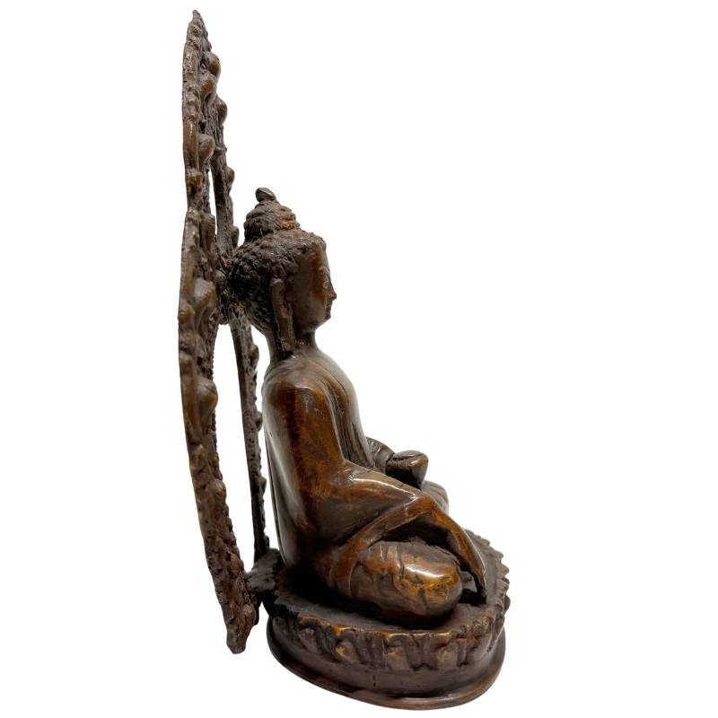 Oud Himalaya Boeddha paar in brons met dhyana mudra en handmatige afwerking