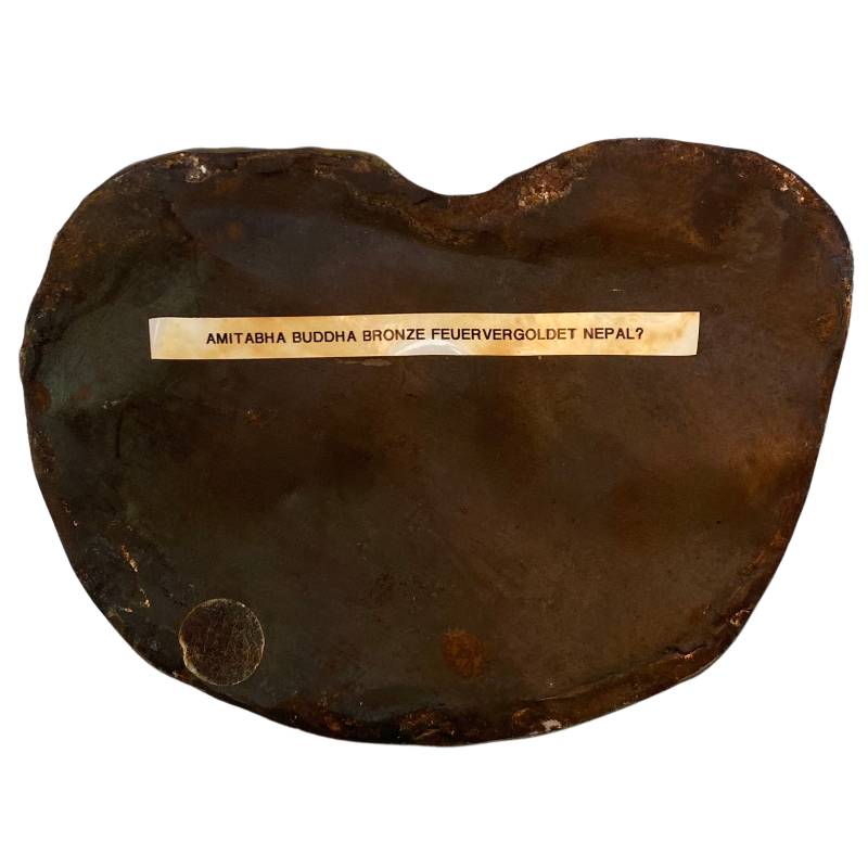 Amitabha Buddha Bronze Vuurverguld nepal onderkant