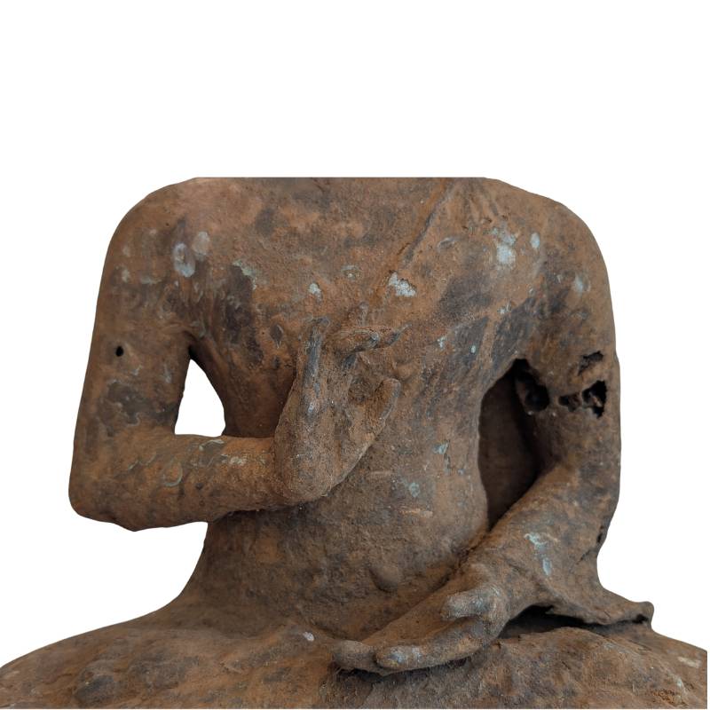 Oud Boeddhabeeld brons Myanmar ritueel beeld meditatie mudra