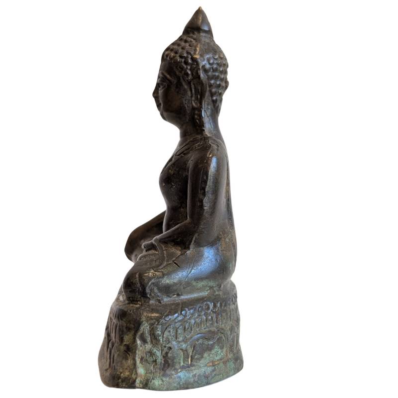 Oud tempelboeddhabeeld van brons