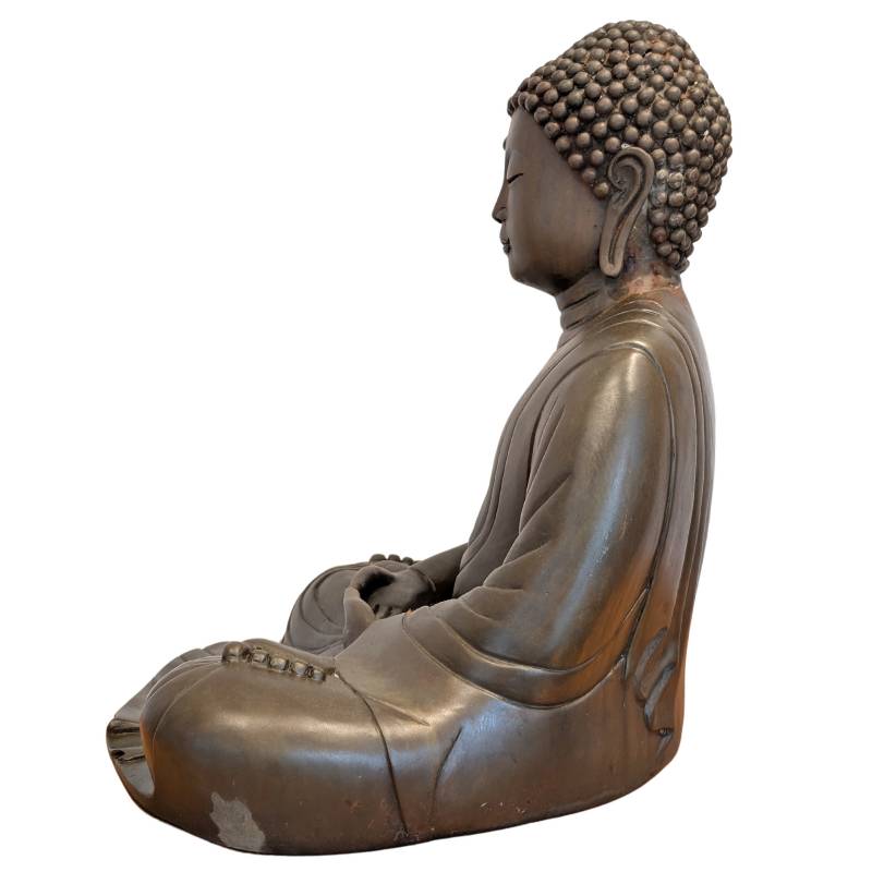 Oude Japanse bronzen zittende Boeddha als sculptuur