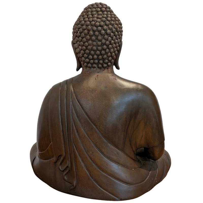 Oude Japanse bronzen zittende Boeddha als tempelbeeld