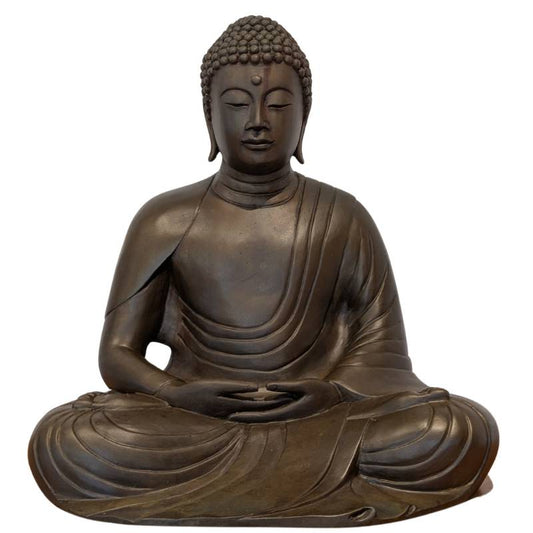 Oude Japanse XL bronzen zittende Boeddha in Kamakura stijl