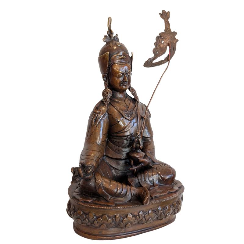 Bronzen Padmasambhava beeld uit Tibet, Vajrayana boeddhisme, 19e eeuw