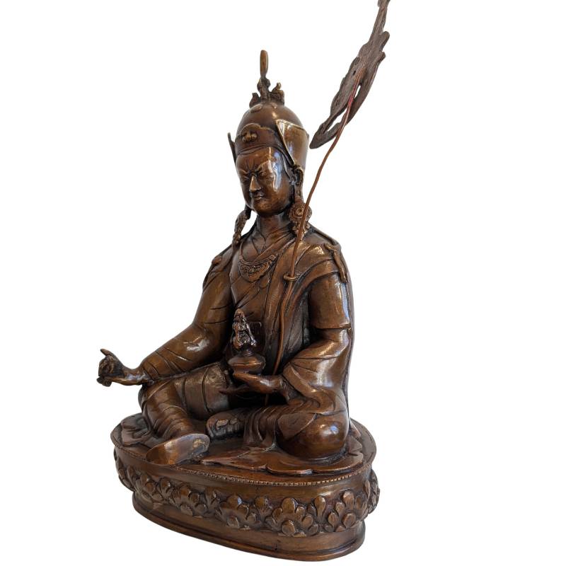 Padmasambhava Guru Rinpoche beeld in brons uit Tibet, Vajrayana boeddhisme