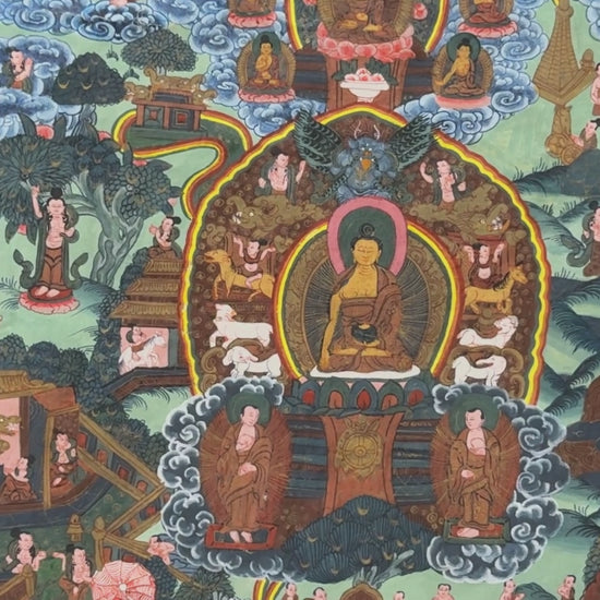 Rituele verhalen en scènes op Nepalese Boeddhistische thangka video