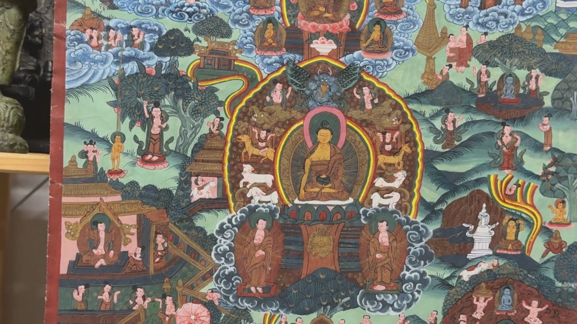 Rituele verhalen en scènes op Nepalese Boeddhistische thangka video