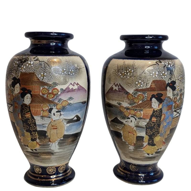 Satsuma keramiek Japan Meiji met geisha scènes decoratief aardewerk