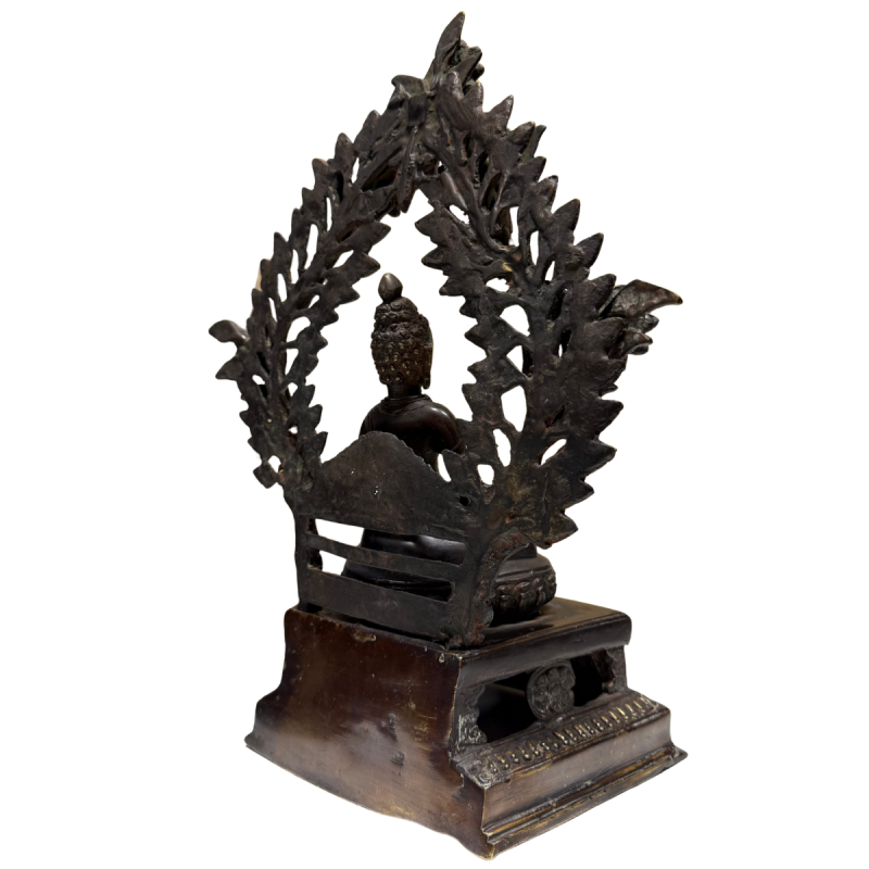 Antieke Shakyamuni boeddha uit de Himalaya van vuurverguld brons