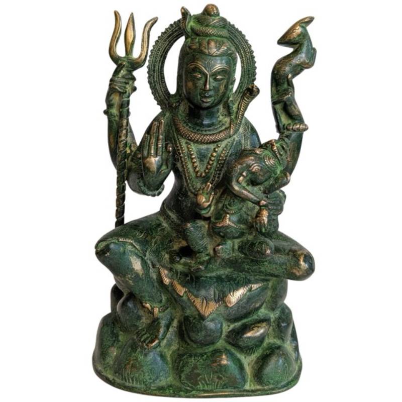 Zuid Indiaas bronzen beeld van Shiva met Ganesha

