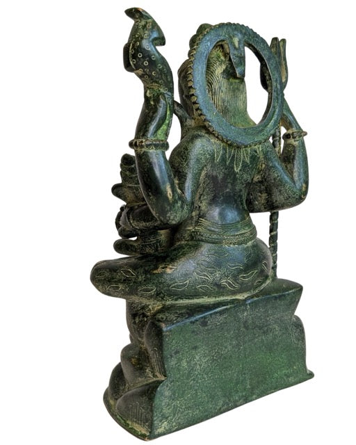 Bronzen beeld van Shiva met het kind Ganesha uit Zuid India
