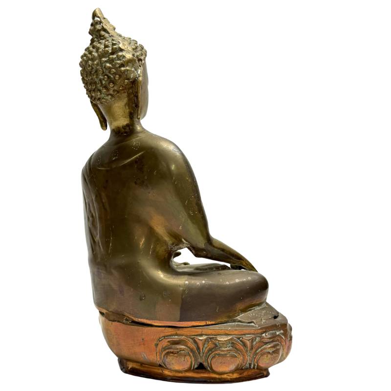 Sino Tibetaans bronzen boeddha beeld bhumisparsha mudra devotie en meditatie