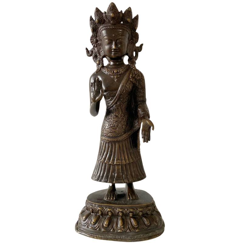 staand Dipankara boeddhabeeld in brons