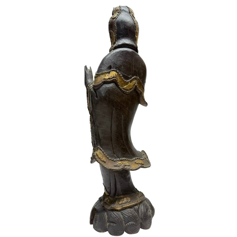 Achterzijde van staand Guanyin Avalokiteshvara houten beeld, Qing-periode