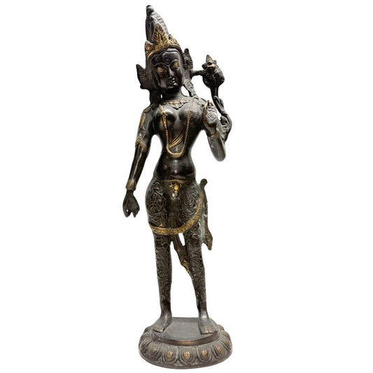 Staande Tara beeld brons Himalaya slanke vorm
