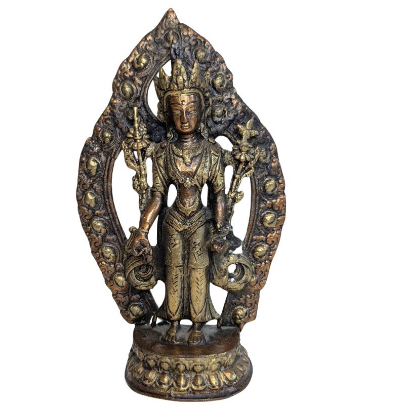 Staande Tara van vuurverguld brons uit Tibet of Nepal, 18e eeuw