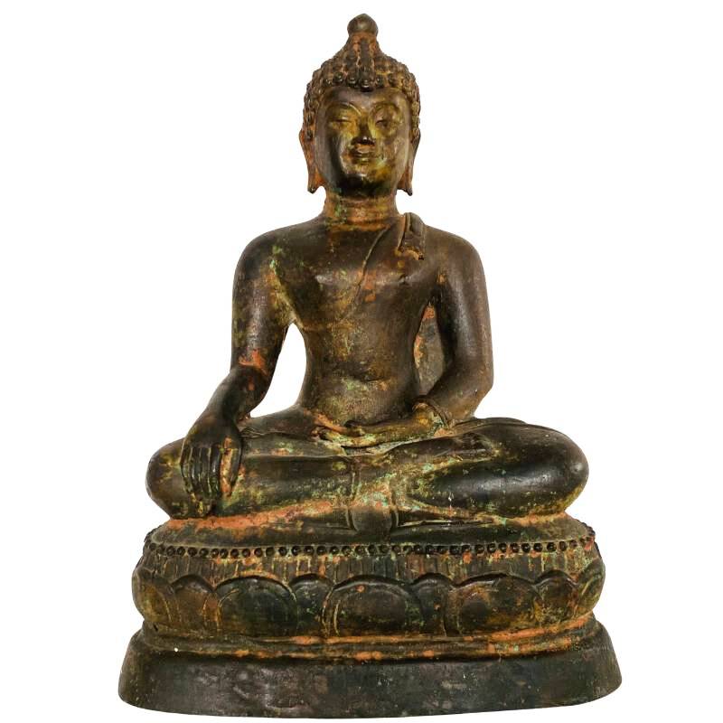 Thaise bronzen Boeddha in bhumisparsha mudra uit de Ayutthaya periode