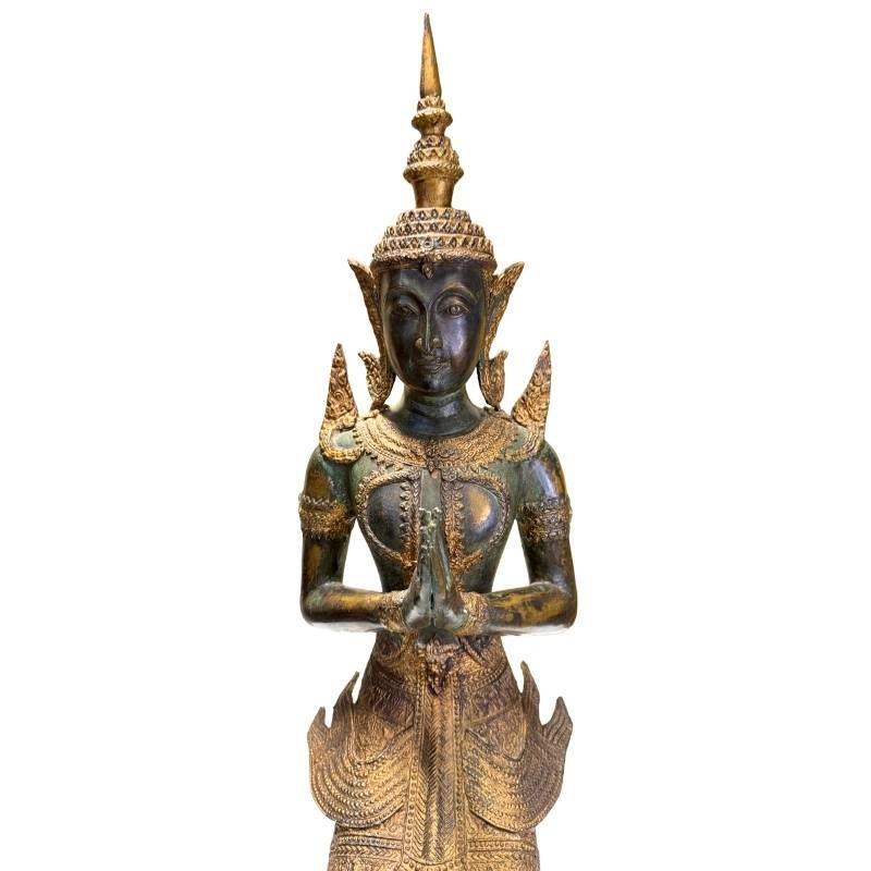 Antiek Thais tempelwachters paar van brons met natuurlijke veroudering