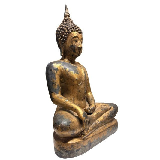 Thais Boeddha beeld in brons met natuurlijke patina