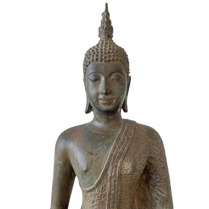 Thais bronzen boeddhabeeld met natuurlijke patina