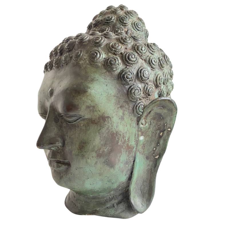 thais boeddhahoofd van brons