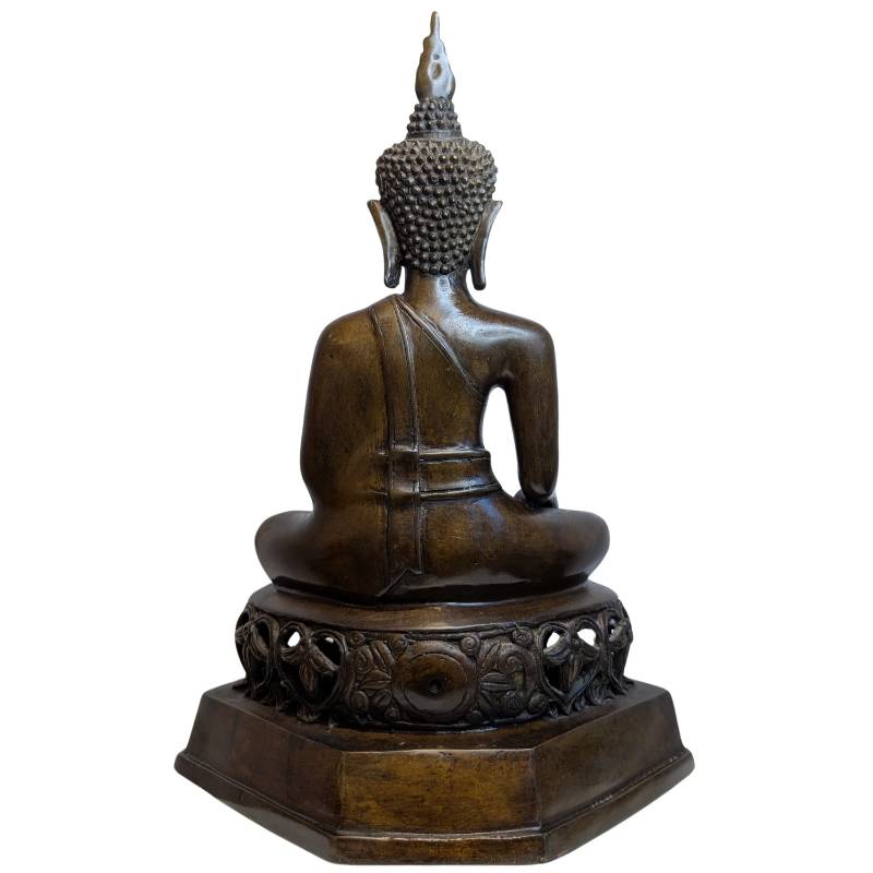 Thaise bronzen Boeddha sculptuur eind 19e eeuw in bhumisparsha mudra