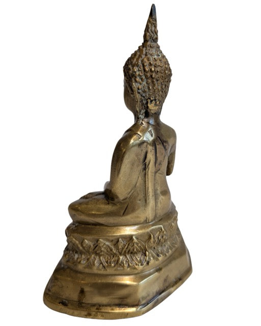Devotioneel Thais Boeddhabeeld in vuurverguld brons voor persoonlijke verering