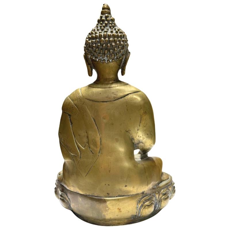 Historisch Tibetaans Boeddhabeeld van vuurverguld brons uit de 18e–19e eeuw