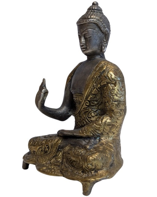 Tibetaans bronzen boeddhabeeld in Vitarka mudra 19e eeuw