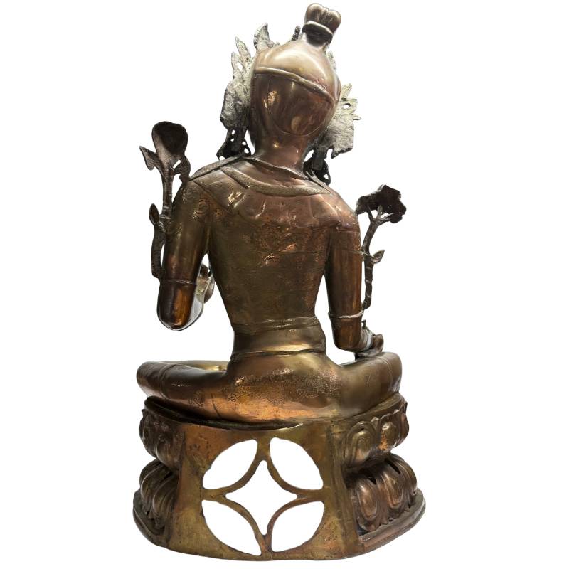 Himalaya Tara-beeld in antiek Tibetaans vuurverguld brons