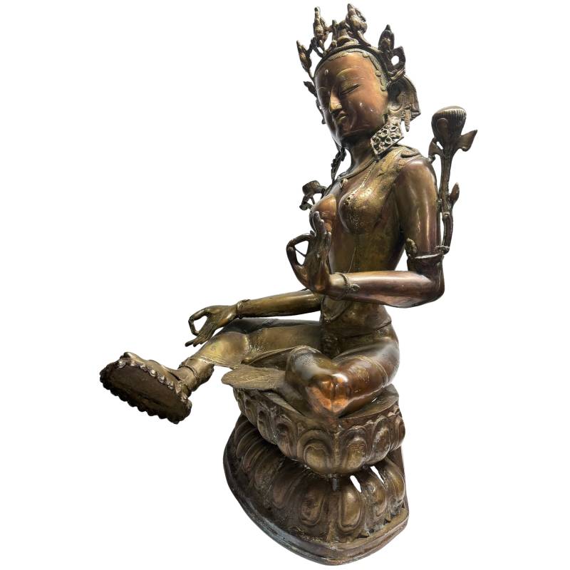 Tibetaans Himalaya Tara-beeld in vuurverguld brons