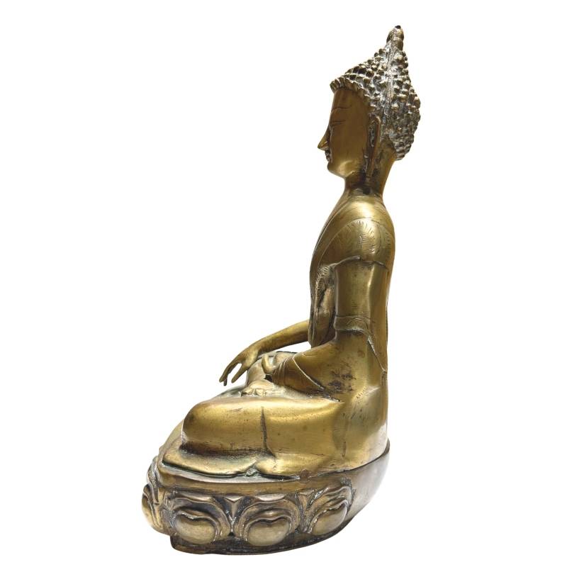 Tibetaanse boeddhistische sculptuur in brons met zware lotusbasis