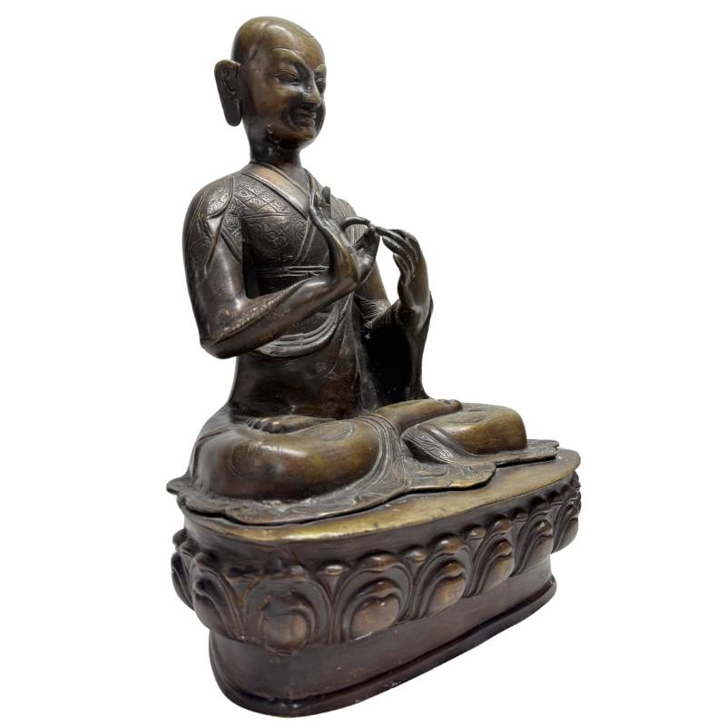 Antiek bronzen beeld van een Tibetaanse lama