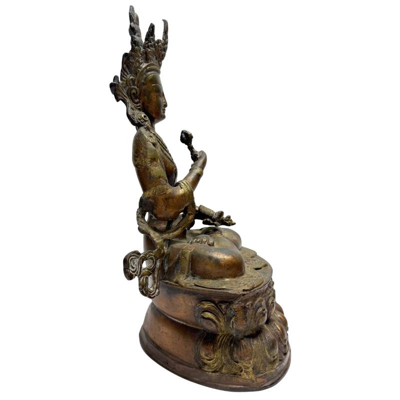 Bronzen Vajrasattva met open top voor rituele consecratie