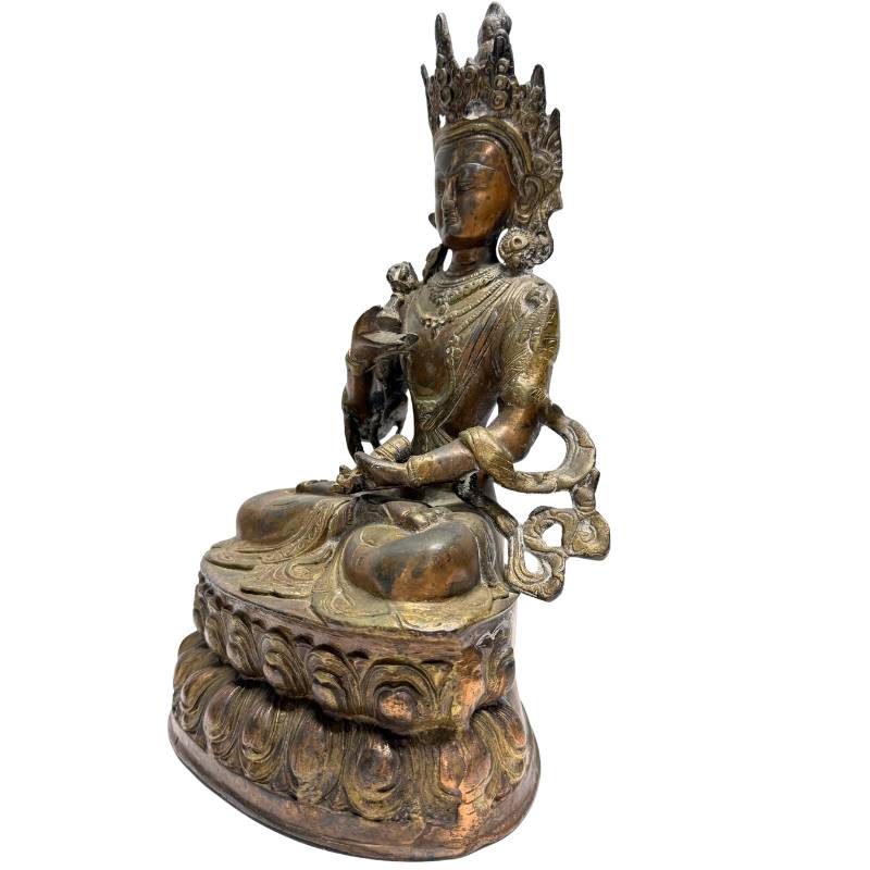 Bronzen Vajrasattva met gedetailleerde kroon en sieraden