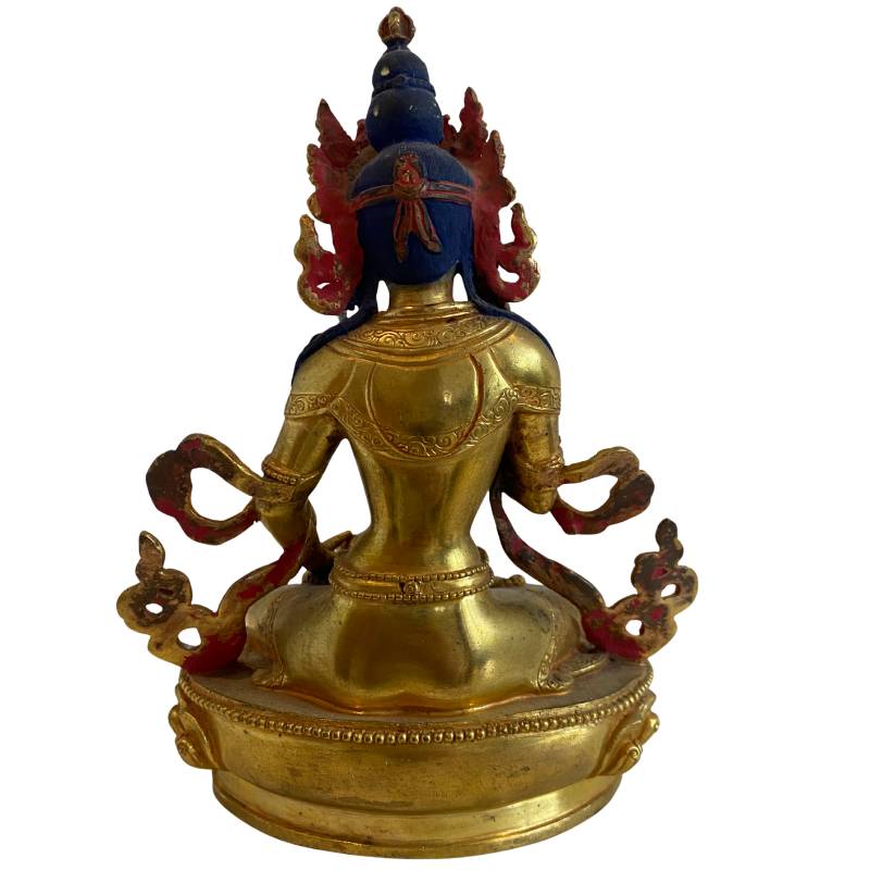 Verguld bronzen Tara beeld uit Nepal met polychrome details