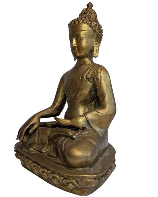 Vuurverguld bronzen boeddhabeeld uit Ladakh