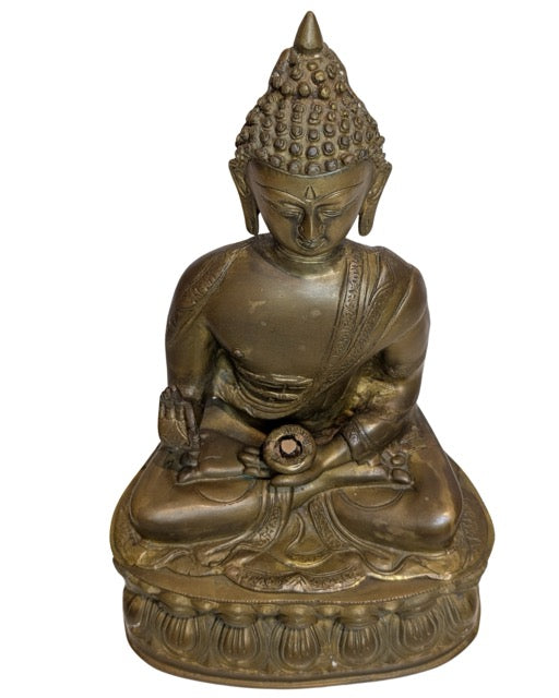 Vuurverguld bronzen boeddha uit Tibet antiek