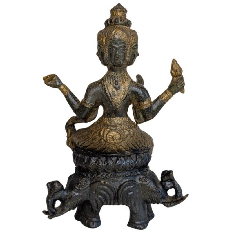 Vuurverguld bronzen Brahma met vier gezichten uit India