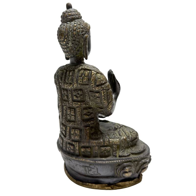 Vuurverguld Nepal bronzen Boeddha duo met natuurlijke patina