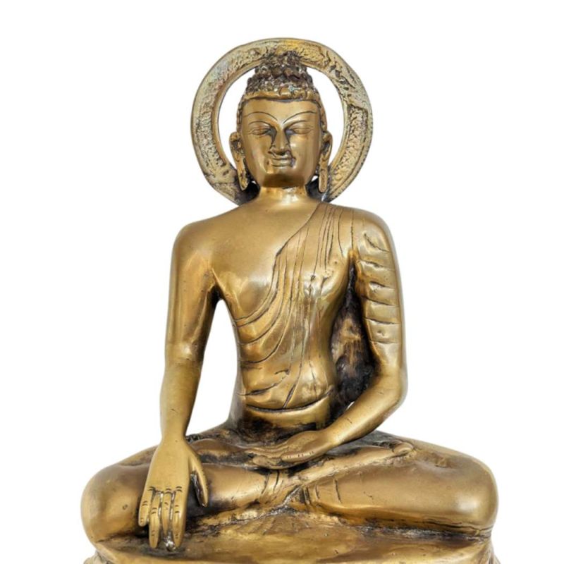 Antieke vuurvergulde bronzen boeddha uit de Sino-Tibetaanse traditie