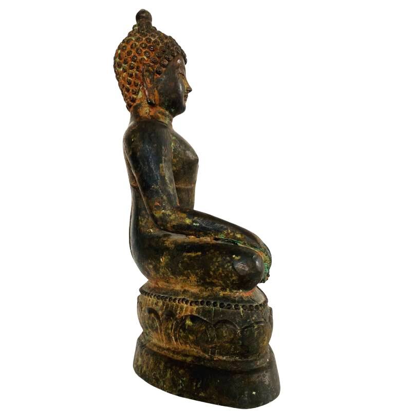 Zeldzame Thaise bronzen Boeddha met bhumisparsha mudra