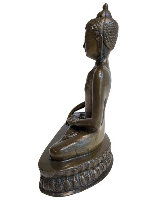 Zittend Nepalees bronzen Boeddhabeeld
