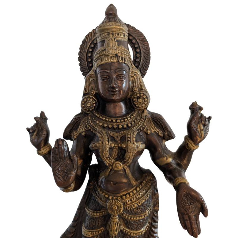Zuid India bronzen Lakshmi beeld hindoe godin welvaart